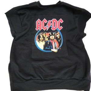 NWOT ACDC Black Sweatshirt Short Sleeves Size Medium to Large Unisex
